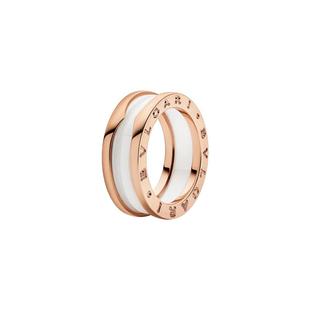 【自营】中古99新宝格丽B.ZERO1系列白色陶瓷玫瑰金双环戒指