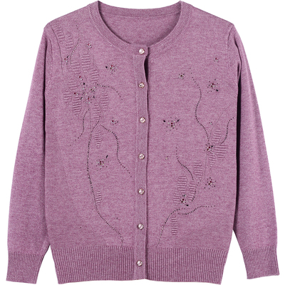 中老年圆领针织衫毛衣开衫妈妈装