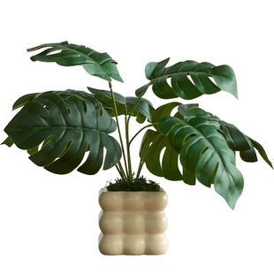 北欧仿真绿植假花摆件植物小盆栽龟背叶办公室客厅餐桌摆设装饰品