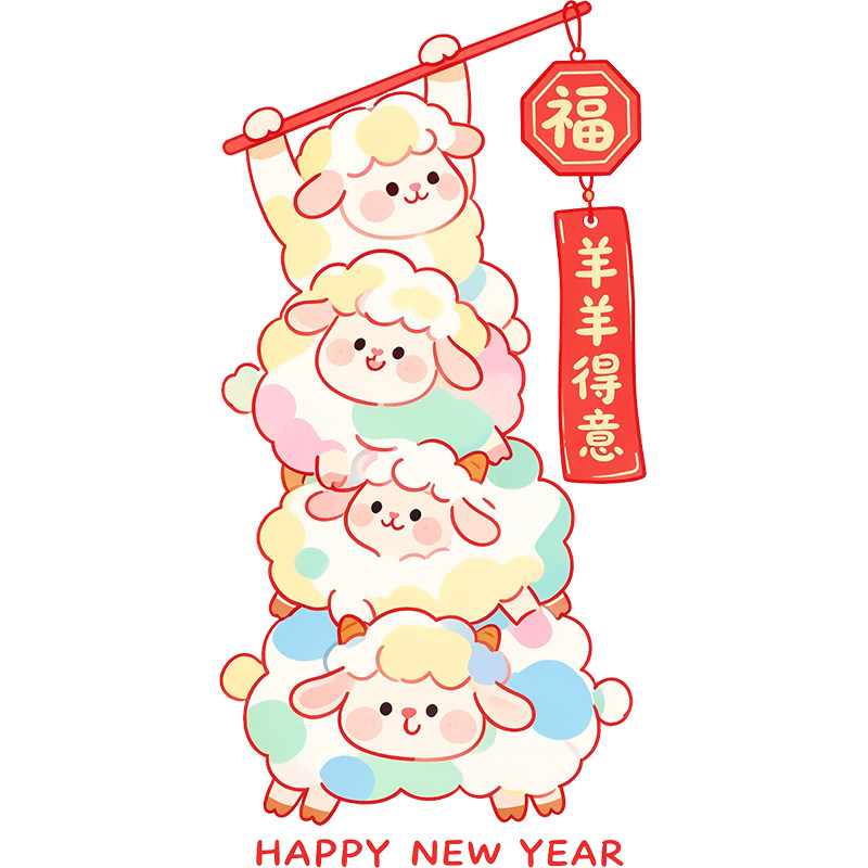 羊年春节玻璃门静电贴对联厨房阳福字/窗花/窗贴