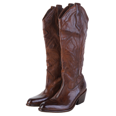 GLAS水洗马皮燕尾蝶及膝靴西部靴