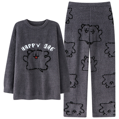 芬腾可安男士睡衣秋冬季半边绒2025新款加厚加绒珊瑚绒家居服男款