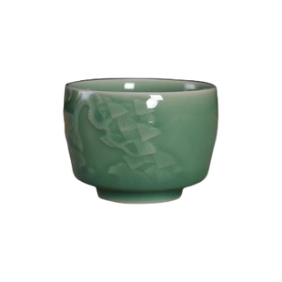 茶杯龙泉市青瓷弟窑梅子青品茗杯功夫茶具中式单个大号陶瓷主人杯