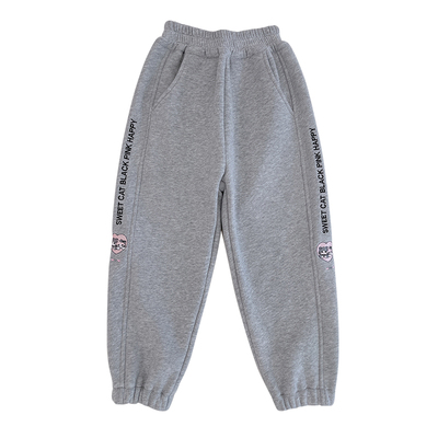 女童洋气加绒猫咪运动裤卫裤