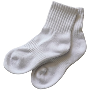 秋冬儿童羽毛球篮球袜加厚毛巾底男童女童运动纯棉白色学生中筒袜