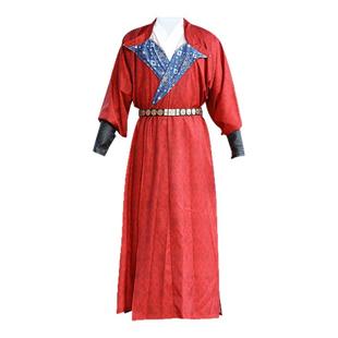 唐制汉服圆领袍男古风武侠演出服中国风红色套装男女同款圆领唐袍