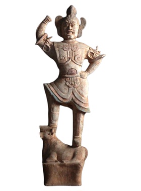 仿古彩绘天王镇墓兽摆件