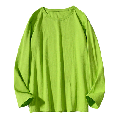 荧光绿显白长袖T恤女春秋季