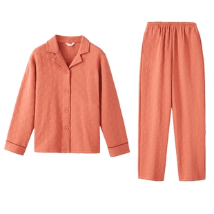 秋鹿三层加厚夹棉空气棉睡衣女秋冬新款纯棉大码可外穿家居服套装