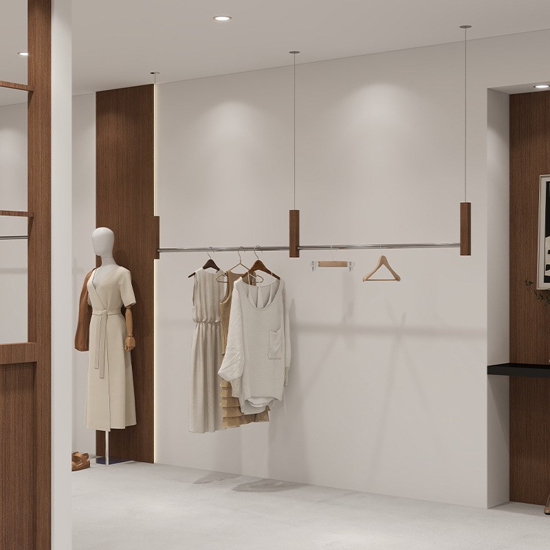 网红服装店展示架钢丝吊架不锈钢悬挂吊杆橱窗挂衣架女装陈列架子