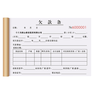 【安徽省专用欠款条】定制二联工程款欠账拖欠记账本农民工工资欠钱凭证正规个人借钱担保合同私人讨债打欠条