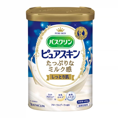 【日本本土版】巴斯克林浴盐牛奶豆乳味泡脚足浴600g驱寒白金珍珠