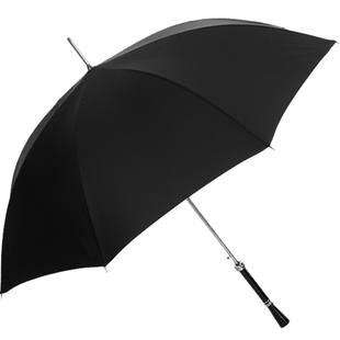 Pasotti意大利手工黑色伞面银色复古手柄半自动直柄晴雨伞礼盒装