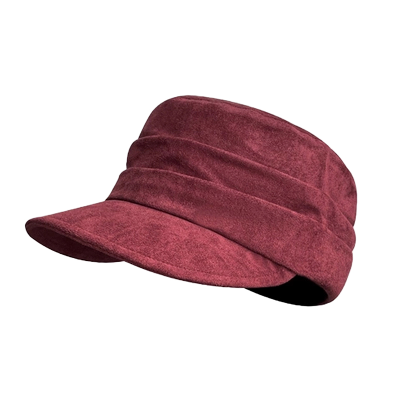 麂皮绒褶皱平顶马术帽子女2025秋季美拉德复古先联系报童帽画家帽