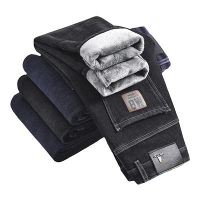 加绒加厚牛仔裤男2024秋冬新款潮牌弹力高端保暖裤子冬季小直筒裤