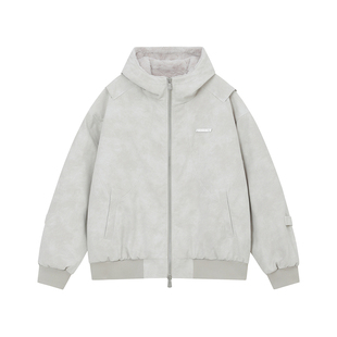 FORNINES加厚皮面棉衣男女潮牌冬季仿獭兔毛美式复古加绒夹克外套