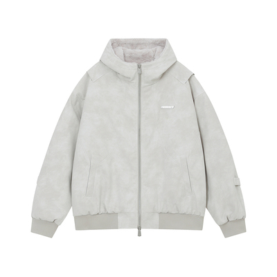 FORNINES绒感皮革棉衣外套