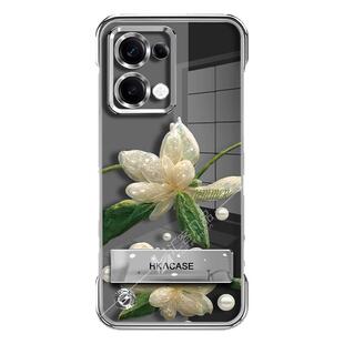 适用于oppoReno13手机壳Reno16手机套Reno15水晶兰花eno14裸机感Reno12电镀无边框Reno11透明折叠支架新款