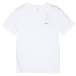 安踏纯色T恤女夏季薄款冰丝速干宽松时尚圆领短袖休闲透气运动服