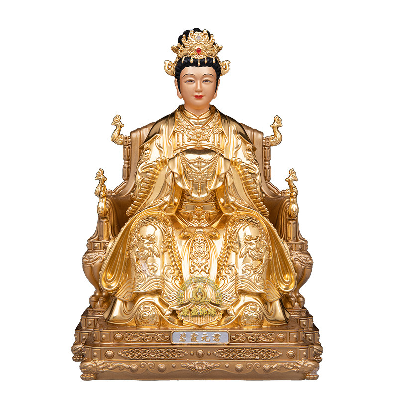 碧霞元君泰山奶奶铜贴金神像摆件