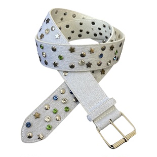 afaaa原创中古白马毛彩色宝石款cleanfit腰带小众穿搭百搭y2k皮带