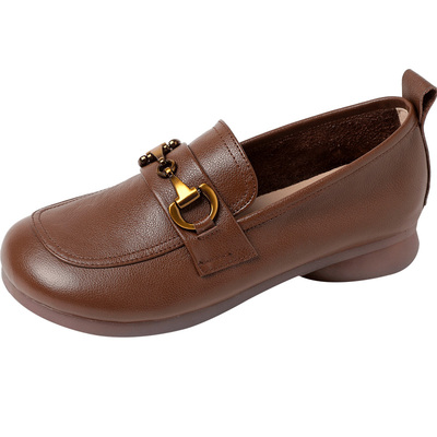 玲峰大码真皮女鞋柔软舒适透气