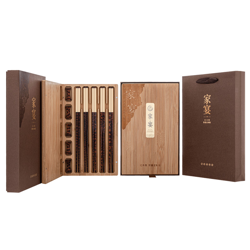 帝王A级蛇纹木筷24K金筷礼盒