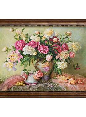 美式复古花卉餐厅装饰画玄关壁画