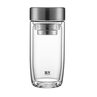 富光双层玻璃杯男士专用办公室泡茶杯高硼硅车载水杯高档商务送礼