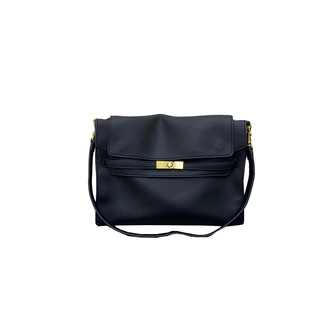 2025新款韩版时尚荔枝纹软皮邮差包皮带装饰单肩包大容量斜跨包女