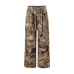 大佬街舞潮牌jazz雾粉迷彩裤工装裤美式辣妹废土风阔腿裤7933