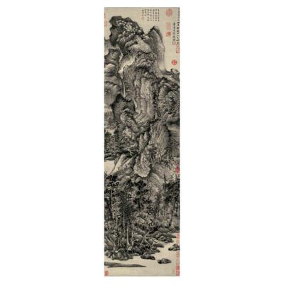 大元王蒙隐居高清微喷临摹山水画