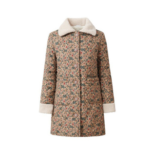 妈妈冬季新款单件棉睡衣上衣中长款加绒加厚保暖棉衣碎花家居服女