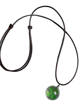 天然干花标本四叶草手工项链男女