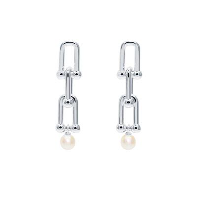 ISEEJewelry现货马蹄扣摩登时代珍珠耳钉时髦大气职场个性