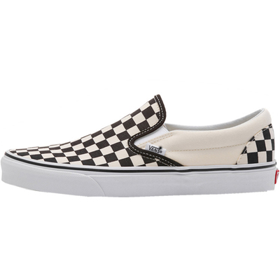 vans黑白棋盘格一脚蹬情侣鞋