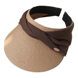 春夏新款棉布防晒帽遮阳空顶帽 纯色日系太阳帽女潮ins可折叠帽子