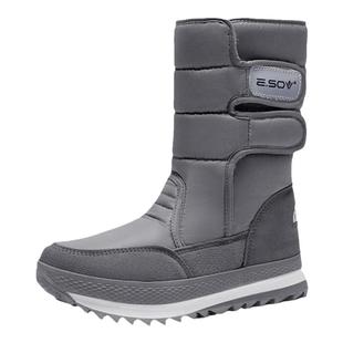 冬季加绒加厚雪地靴女情侣款防水防滑厚底保暖中筒靴户外棉鞋