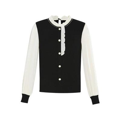 珂莱蒂尔2025秋新法式钉珠香风套头针织衫女上衣