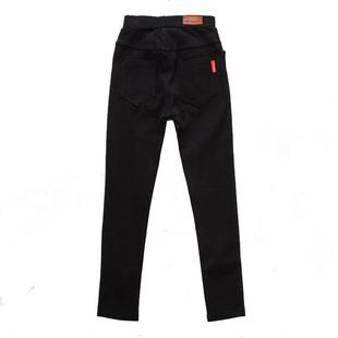 女童裤子外穿加绒冬黑色白色春秋款儿童牛仔弹力紧身打底铅笔小脚