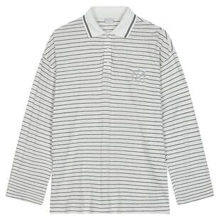 MOUSSY 2026春季新品慵懒风条纹polo领oversizeT恤028JSA90-1032