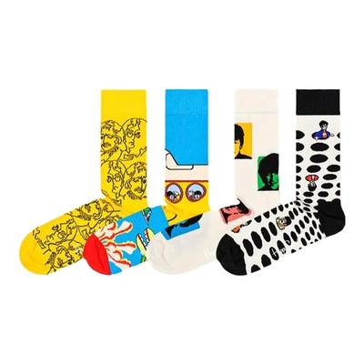 Happy Socksx 潮牌披头士联名袜女男袜秋冬款中筒袜小腿袜堆堆袜