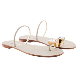 CASADEI/卡桑蒂【26新品】Soroya鸽子蛋水钻凉鞋 套趾平底凉拖鞋
