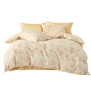 水星家纺全棉被套单件100%纯棉被子罩中式花卉印花家用床上用品