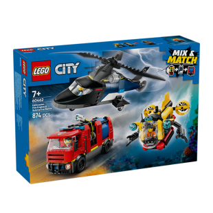 LEGO乐高60462直升机x消防车与潜艇组合套装益智积木礼物