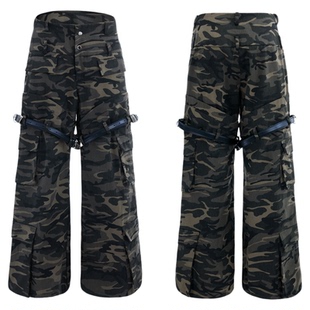 ArguE CulturE小众重磅皮带设计感迷彩工装裤宽松水洗复古长裤男
