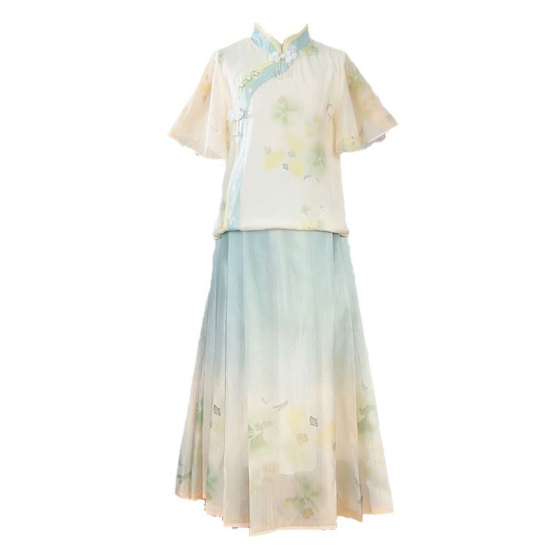 女童马面裙套装夏季短袖汉服唐装