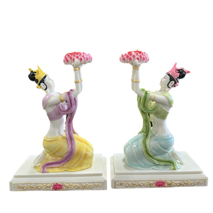 飞天仙女蜡烛台4小时酥油灯座佛堂点长明造型供灯架家用精致佛台8