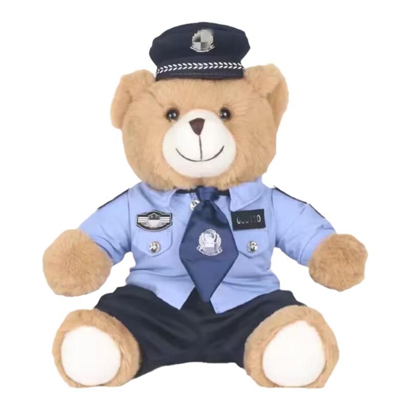 网红正义警察叔叔小熊公仔机车铁骑交警玩偶毛绒挂件玩具生日礼物