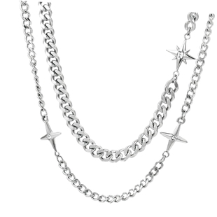 CHEALIMPID/.星芒叠戴双层钛钢项链街头嘻哈潮流男女原创小众设计
